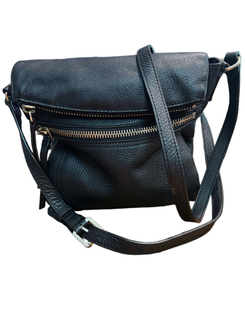 Women's Unbranded Black Leather Crossbody Bag One Size 9 x 9.5 x 2